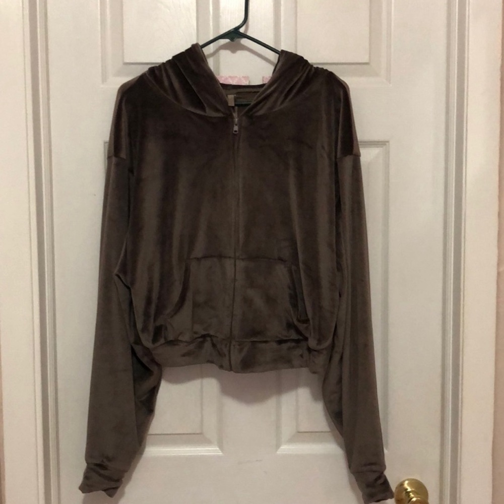 SKIMS velour cropped hoodie